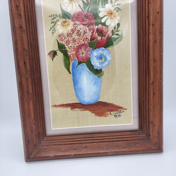 Vintage R. Choate Original Floral Painting Impressionist 9/99 Framed Signed Art - Picture 8 of 9
